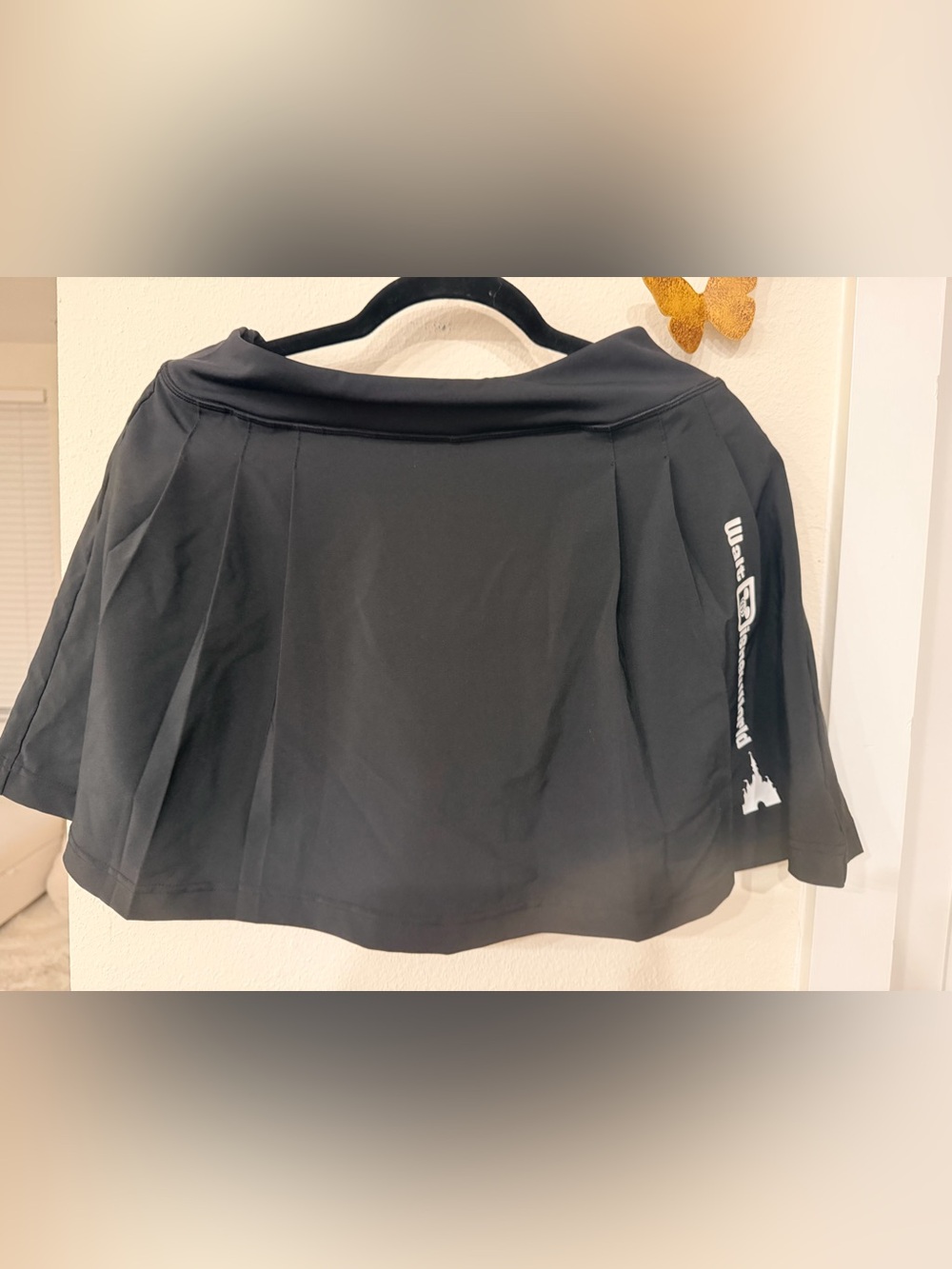 Disney Black Pleated Skort with White Logo Accent